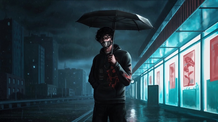 4K Corpse Husband Fan Art in Rain