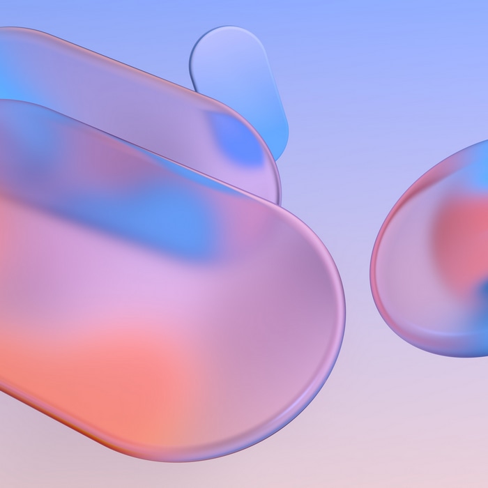 Abstract 3D shapes with iridescent gradient