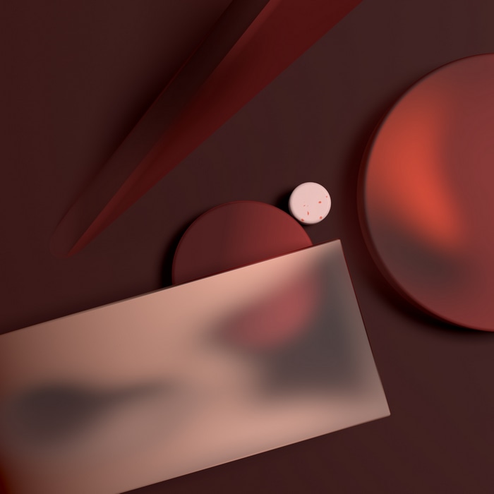 Abstract 3D shapes with gradients and lines