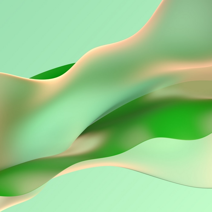 Abstract flowing shapes with green and peach gradients