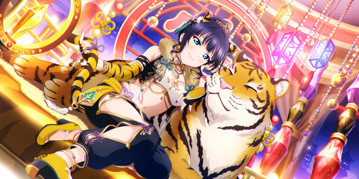 Asaka Karin and tiger in Love Live! costume