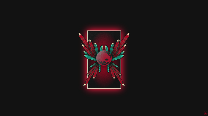 Digital art of a crystal butterfly with a moon