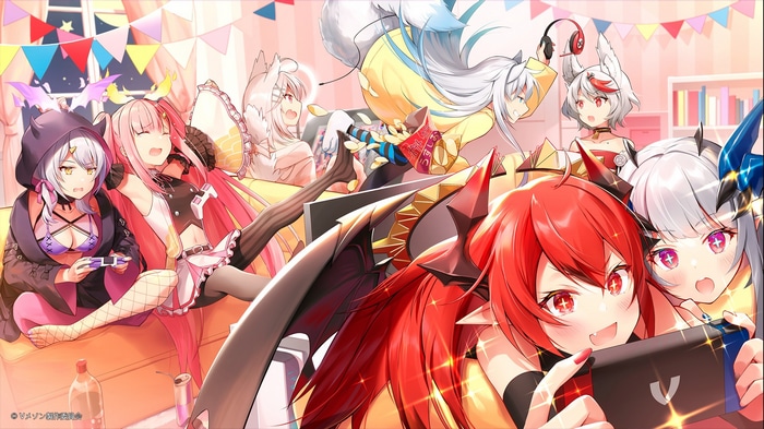 Anime girls playing video games together