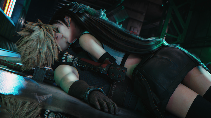 4K Tifa Lockhart and Cloud Strife kissing