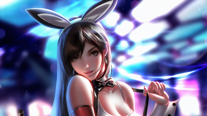 Tifa Lockhart in Bunny Ears with Blue Lights