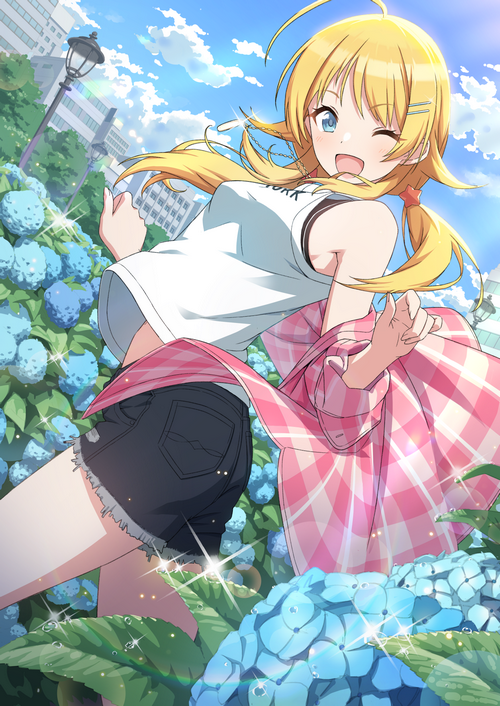 Hachimiya Meguru from THE iDOLM@STER with blue flowers
