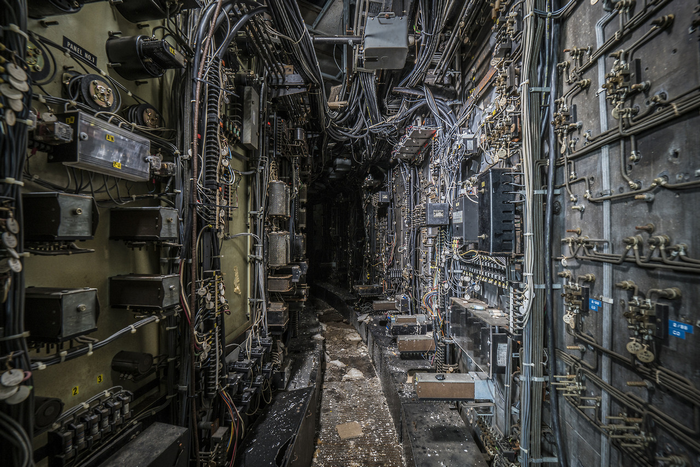 Abandoned computer room with complex wiring