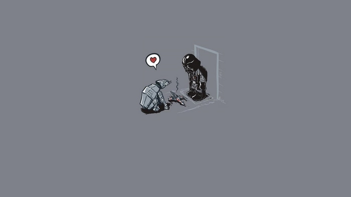 Darth Vader and AT-AT with broken X-wing