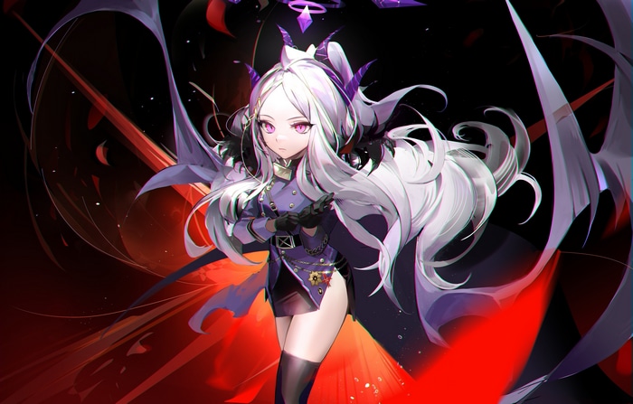 Sorasaki Hina from Blue Archive with horns and silver hair