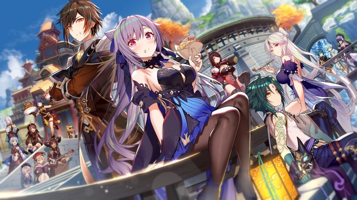 Genshin Impact characters gathered in Liyue