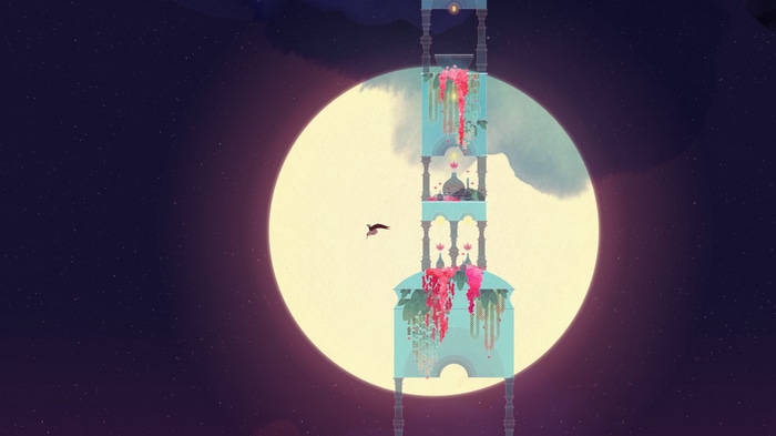 Gris screenshot of a tower and a bird