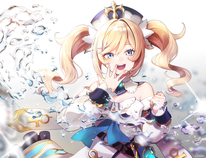 Barbara from Genshin Impact with water splashes