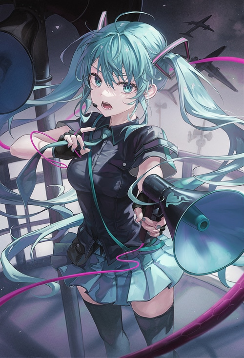 Hatsune Miku with Megaphones and Airplanes