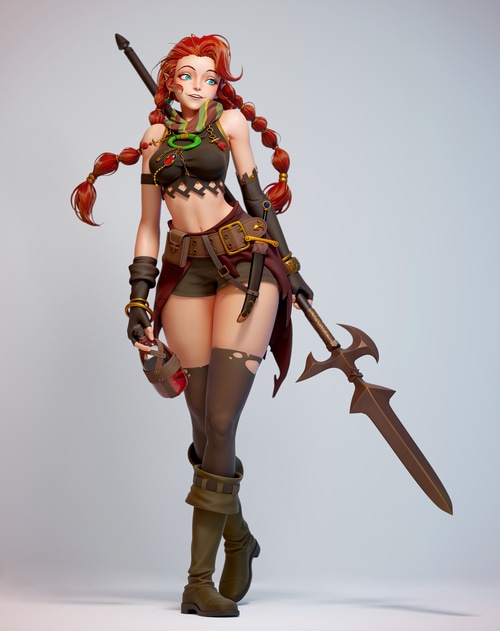 4K Fantasy Art of a Redhead Woman with Aqua Eyes