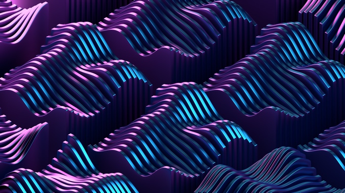 Abstract wavy lines pattern in purple and blue