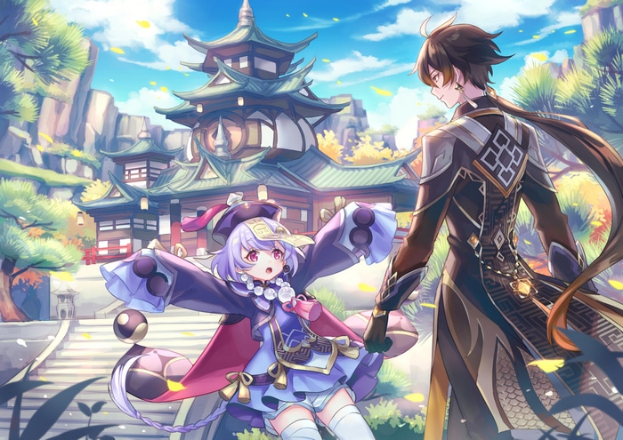 Zhongli and Qiqi from Genshin Impact