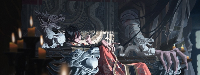 4K Artwork of a warrior on a throne