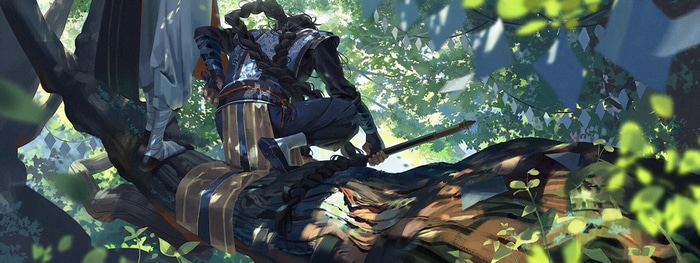 4K warrior in a forest