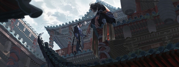 Fantasy Warriors on Asian Rooftops