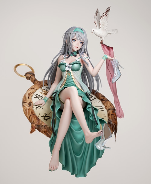4K Anime Girl with Silver Hair and Pigeon
