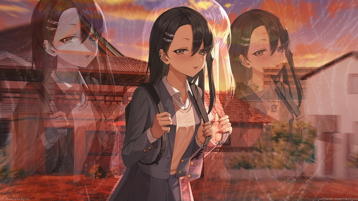 4K Nagatoro Hayase walking with backpack
