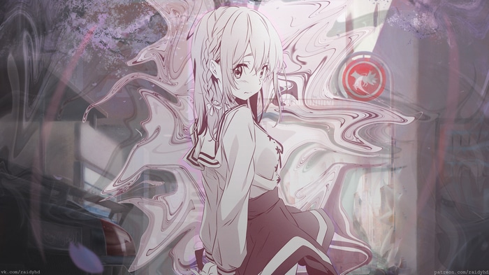 Anime girl with braided hair and school uniform