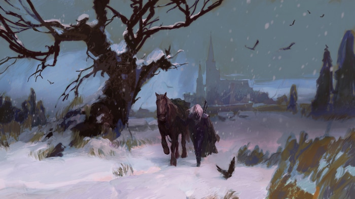 4K The Witcher Geralt of Rivia in snow