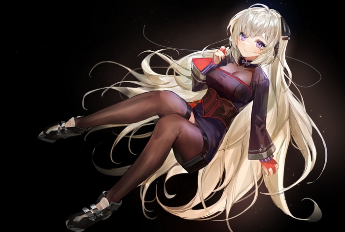 G3 from Girls Frontline with purple eyes and ash blonde hair