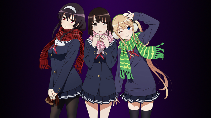 4K Saenai Heroine no Sodatekata: Eriri, Utaha, and Megumi