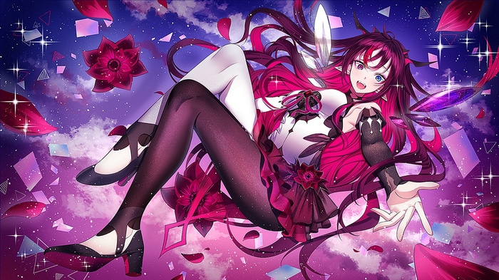 IRyS (Hololive) in a cosmic setting with flowers