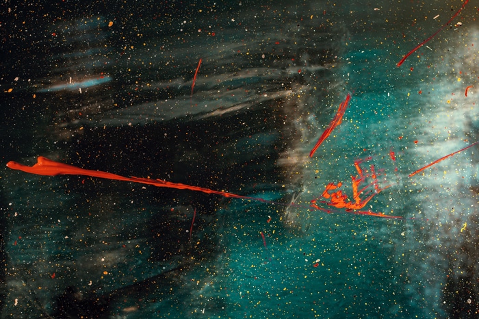 4K abstract aqua paint splatter