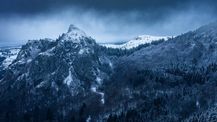 4K Snowy Mountain Landscape in Winter