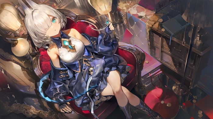 Alchemy Stars Ccroquette with White Hair and Blue Eyes