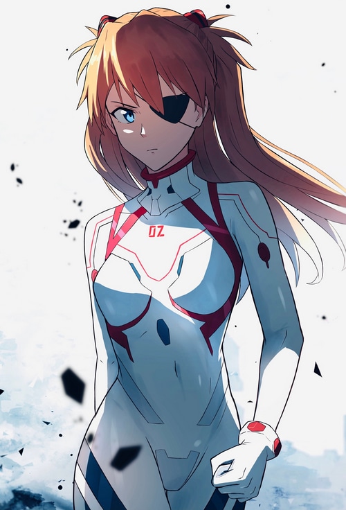 Asuka Langley Soryu in a white bodysuit