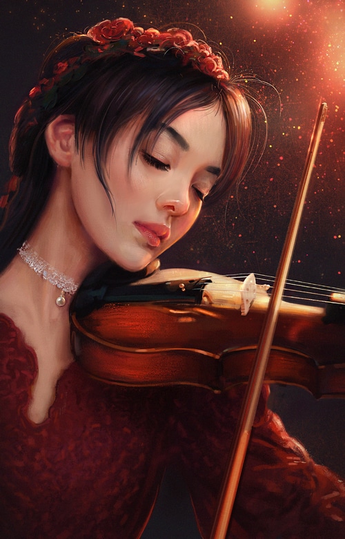 Mandy Jurgens plays the violin