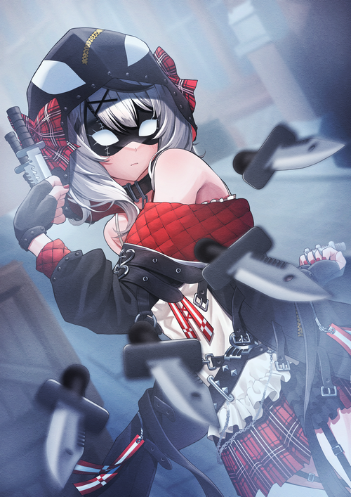 Sakamata Chloe with knives and gun