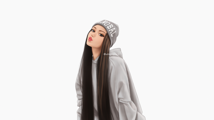 Drawing of a woman wearing a hoodie and beanie