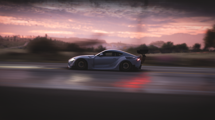 Toyota Supra in Forza Horizon 5 at sunset