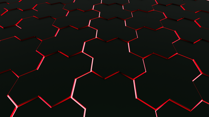 4K Abstract Hexagonal Grid with Red Glow