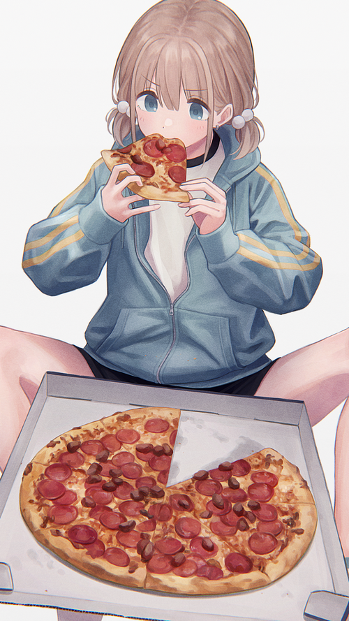 Serizawa Asahi eating pizza from THE iDOLM@STER