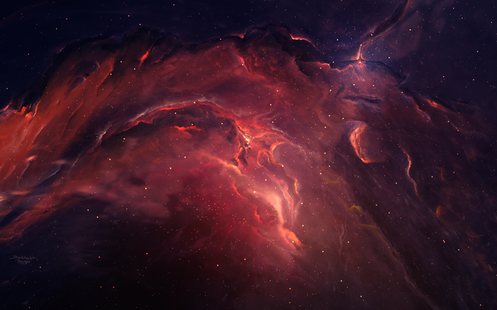 4K space art of a red nebula