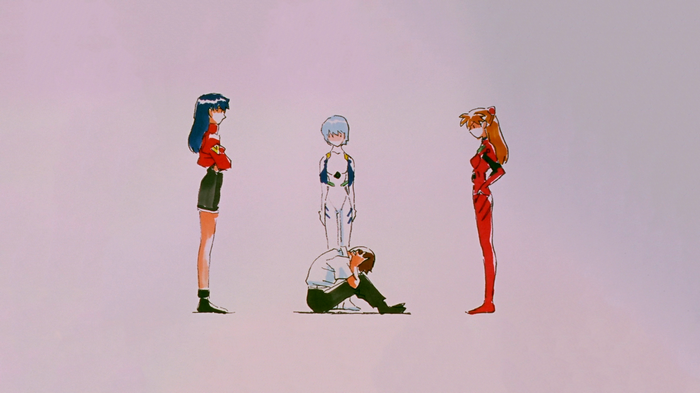 Neon Genesis Evangelion characters: Shinji, Rei, Asuka, Misato
