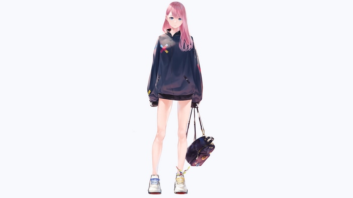 4K Anime Girl with Pink Hair and Blue Eyes
