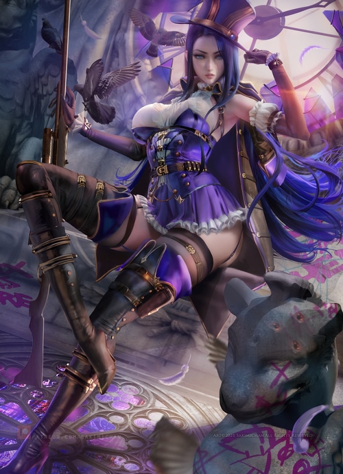 Caitlyn from League of Legends with a rifle