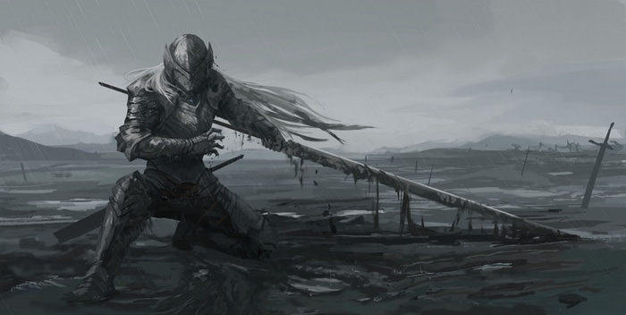 Knight in a desolate battlefield by Nolan Lu