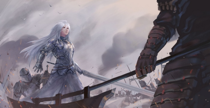 Fantasy knights in battle