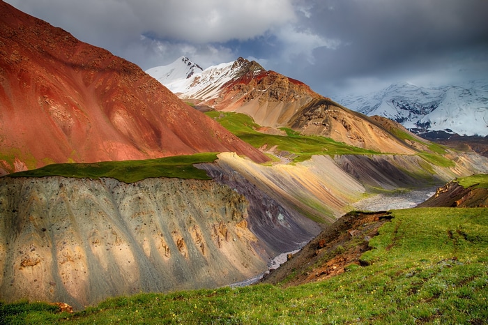 Colorful mountains in the Pamir Mountains, Kyrgyzstan