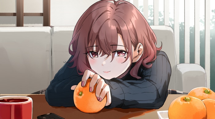 Higuchi Madoka with oranges