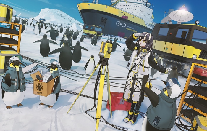 Arknights Magallan and penguins at research station