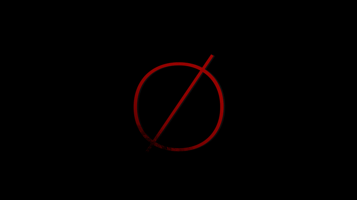 Red circle with a diagonal line on black background